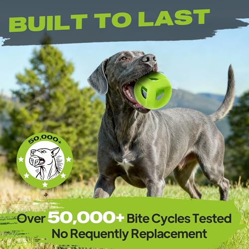 Fida Natural Rubber Dog Balls for Aggressive Chewers, Durable Dog Chew Toys for Large Dogs, Interactive Fetch & Tug of War Toys for Medium Large Breed Non-Toxic Dish Washable,4.5 * 4.5" - color: Meadow Green