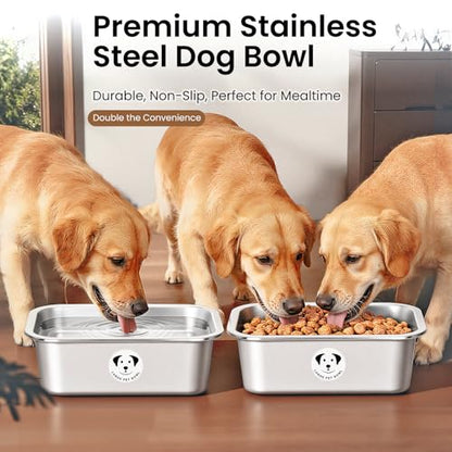 2 Pcs Stainless Steel Dog Bowls for Large Dogs, High Capacity Metal Dog Food Bowls, Food and Water Bowl for Large, X-Large, and Big Dogs 1.25 Gallons - color: 2Pack Stainless Steel-1.25 gallons