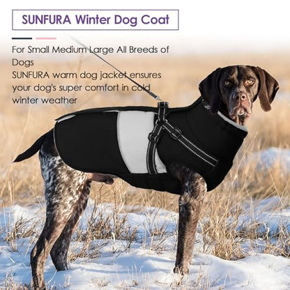 Small Dog Coat with Harness Built in, Warm Dog Jacket Winter with Zipper On Back, Waterproof Pet Snow Jacket Snowsuit Pet Sweater Clothes for Puppy, Black XS - color: Black, size: X-Small