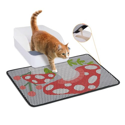 Cat Litter Mat, 24"x15" Cat Litter Trapping Mat, Double Layer Litter Mat with Non-Slip Rubber Bottom, Urine and Water Proof, Keeps Floors Clean Mushroom M - size: M(24x15in)