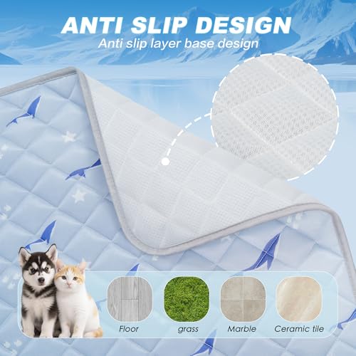 Dog Cooling Mat, Cooling Mat for Dogs, Breathable Dog Bed with Non-Slip Design, Portable & Washable Pet Pad for Indoor, Outdoor, Crate, Summer Cat Bed, Cool Pet Pad, Gel-Free, 39"x58" - size: 39"x58"(L)