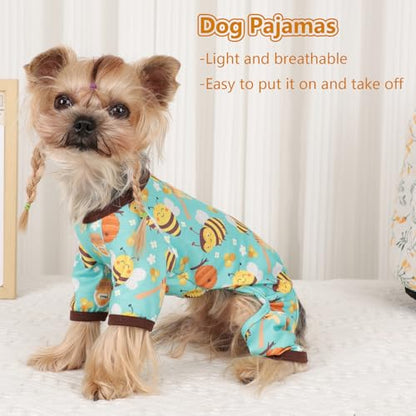 Dog Pajamas for Small Dogs, Soft Thin Pjs Jammies Cat Doggie, Summer Pet Cute Puppy Clothes Outfits Dogs Boy Girl(Bee, S) - color: Bee, size: Small (Chest 14.2 in)