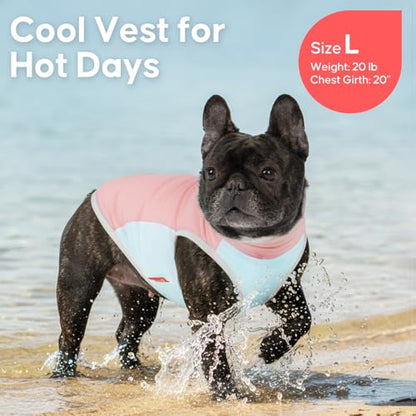 KYEESE Dog Cooling Vest, Breathable Dog T Shirt for Small Dogs Girl, Soft Sun Protection Reflective Tank Top with Cooling Insert Pad, Lightweight Sleeveless Summer Dogs Clothes, Pink, L - color: Pink, size: Large (12-18lbs)