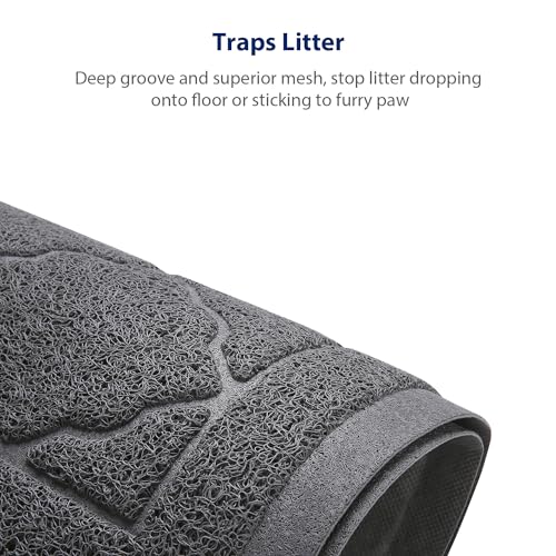 WePet Cat Litter Box Mat, Kitty Premium PVC Pad, Durable Trapping Rug, Phthalate Free, Urine-Resistant, Scatter Control, XXL 47 x 36 Inch, Grey - color: #03 Grey, style: Medallion/47 x 36 Inch