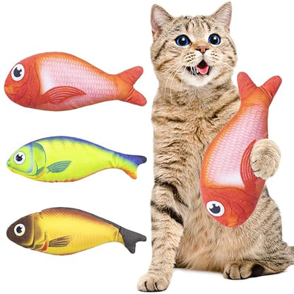 Soft Catnip Toys Fish, 3 Pack Bell Sound Cat Toys, Interesting Indoor Cat Kicker Toys, Durable and Highly Interactive Catnip Toys (Lucky Fish) - color: Lucky Fish