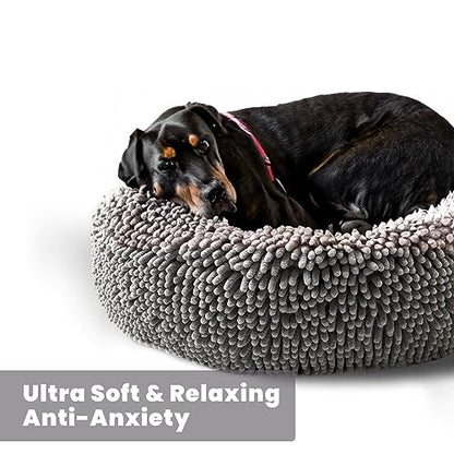 Muddy Mat® Cloud K-9 Dog Beds for Small Dogs & Cats, Soft & Relaxing Round Dog Bed, Chenille Material, Removable Cover, Washable & Dryer Safe – Grey Small(25'x25') - color: Grey, size: Small (25''X25'')
