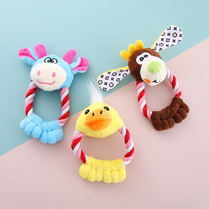 Interactive Plush & Cotton Rope Dog Toy – Durable Chew & Tug Toy for Small to Medium Dogs – 3-Pack