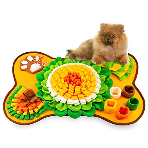 Snuffle Mat for Dogs, Pet Snuffle Matt for Small and Medium Dogs, Interactive Sniff Mat Feeding Mat for Puppies, Slow Feeder Sniffing Dog Treat Mat for Training and Stress Relief - color: ['Yellow']