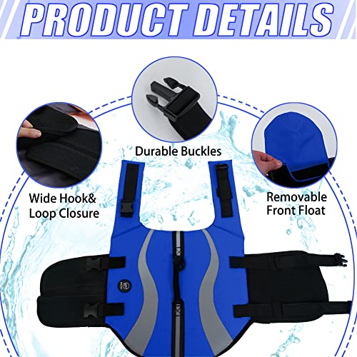 EMUST Dog Life Vests, Adjustable Life Jackets for Small Dogs with Enhanced Buoyancy, Small Dog Swim Vest with Durable Rescue Handle, Royal Blue,S - color: Royal Blue, size: S