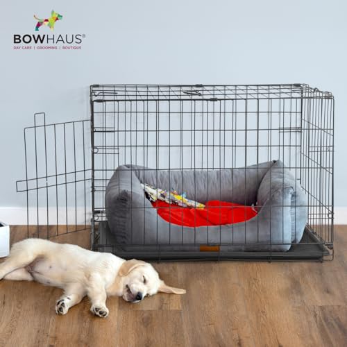 CAPHAUS Foldable Dog Crate Wire Metal Dog Kennel w/Divider Panel, Leak-Proof Pan & Protecting Feet, Single & Double Door, Small, Medium & Large Dog Crate Indoor Wire Dog Cage, 30” w/Easy-Flick Lock - size: 30.1"L x 18.5"W x 20.4"H
