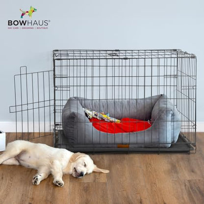 CAPHAUS Foldable Dog Crate Wire Metal Dog Kennel w/Divider Panel, Leak-Proof Pan & Protecting Feet, Single & Double Door, Small, Medium & Large Dog Crate Indoor Wire Dog Cage, 30” w/Easy-Flick Lock - size: 30.1"L x 18.5"W x 20.4"H