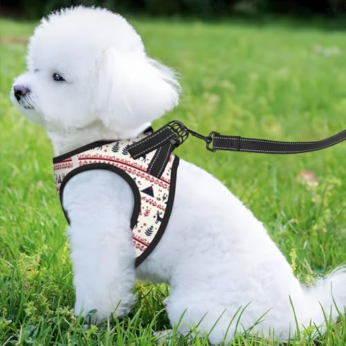 Reindeer Christmas Pet Harness Escape Proof Dog Harness Adjustable Mesh Padded Reflective Dog Vest Harness and Leash Set Large - color: Style 10, size: Large