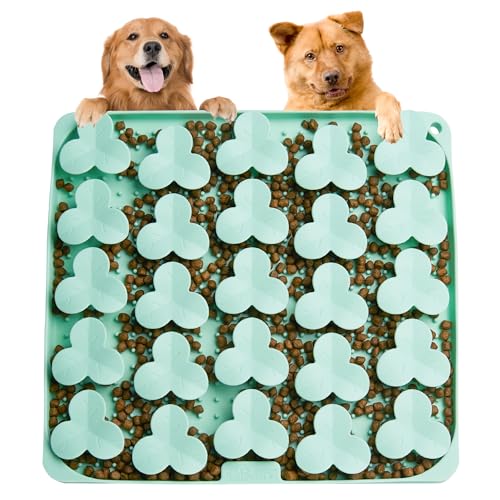 Puzzle Feeder Snuffle Mat for Dogs, Lick Mat for Dogs to Slow Down Eating, Dog Puzzle Toys for Large and Medium Breed Dogs, Silicone Dog Bowls for Dry, Wet, Raw Food, Green - color: Cyan