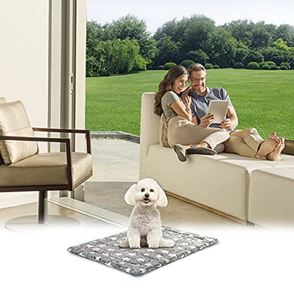 KROSER Fancy Crate Pad Bed Mat Reversible (Cool & Warm), Machine Washable, for Small to XXX-Large Dogs, Grey, Navy, Star Pattern - size: Small