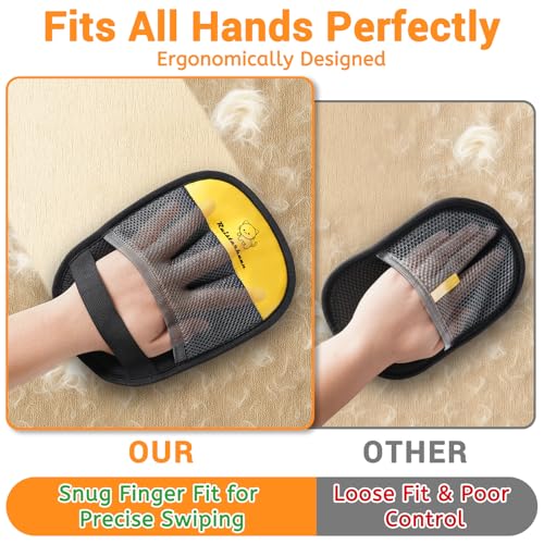 Pet Hair Removal Glove，2026 Newly Upgraded Reusable Magic Brush Pet Hair Remover Glove for Cats & Dogs，Pet Hair Remover Tool for Couch,Curtain, Clothing, Carpet, Car Seat (2Pcs) - color: Black Yellow-2Pcs