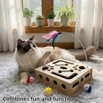 Cat Scratch Puzzle Enrichment Box, Cat Nail File Enrichment Box Sandpaper, Interactive Cats Treat Toy Stress Free, Scratchers that Trim Nails