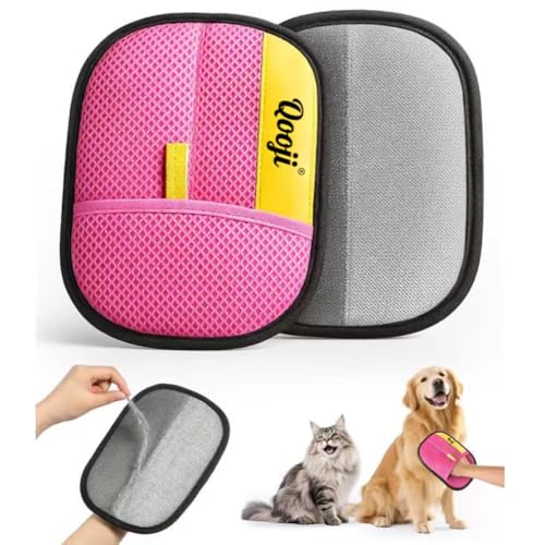 Pro Pet Hair Remover Glove–Reusable Electrostatic Fur Cleaning Mitt for Dogs & Cats, Removes Hair from Furniture, Sofa, Carpet & Car, Grooming & Deshedding Tool (PinkYellow) - color: Pinkyellow