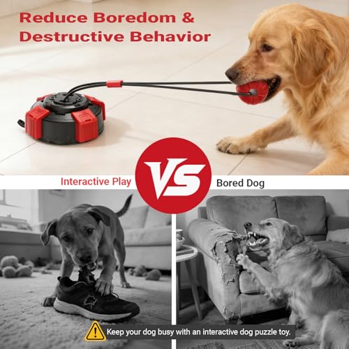 Upgraded Super Strong Suction Cup Dog Toy for Aggressive Chewers, 2.68" Bite Resistant Interactive Tug of War Toy, Durable Rope Chew Ball for Medium Large Dogs, Anxiety Relief
