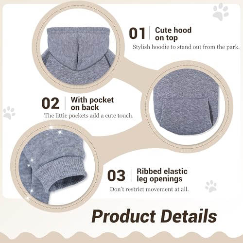 Pet Hoodie Dog Sweater for Small Dogs Girl Boy, Winter Puppy Sweatshirts with Pockets Hood, Warm Fleece Lined Dog Clothes Chihuahua Coat Clothing Puppy Cat Custume, XS - color: Coffee+Grey, size: X-Small