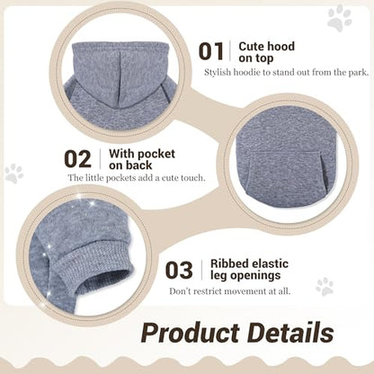 Pet Hoodie Dog Sweater for Small Dogs Girl Boy, Winter Puppy Sweatshirts with Pockets Hood, Warm Fleece Lined Dog Clothes Chihuahua Coat Clothing Puppy Cat Custume, XL - color: Coffee+Grey, size: X-Large