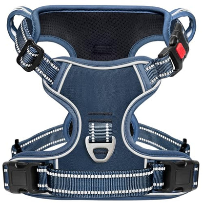 Dog Harness Small Sized, No Pull Pet Harness with Neck Lockable Snap,No Choke Front Clip Dog Reflective Vest,Adjustable Metal Rings 3 Buckles,Easy Control Handle for Small Dogs Royal Blue S - color: Lock Royal Blue, size: Small (Pack of 1)