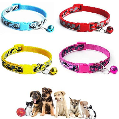 Personalized Camo Dog Collars-Adjustable Lightweight Nylon Pet Collars, Quick-Release Buckle, Perfect for for Small Dogs, Puppies & Cats (4-Pack - color: yellow