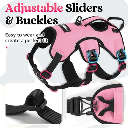 rabbitgoo Escape Proof Dog Harness Medium, Soft Padded Full Body Pet Harness, Reflective Adjustable No Pull Vest with Lift Handle and Leash Clip for Walking Hiking Training, Light Pink, M - color: Light Pink, size: Medium (Pack of 1)