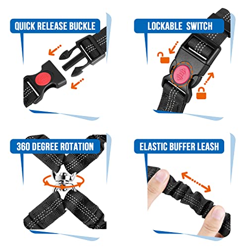 Lukovee Double Dog Seat Belt, New Dual Pet Car Headrest Restraint Safety Seatbelt No Tangle Dog Leash Duty Adjust Elastic Bungee Puppy Lead Splitter Connect Harness in Vehicle Travel for 2 Dogs,Black - color: Black