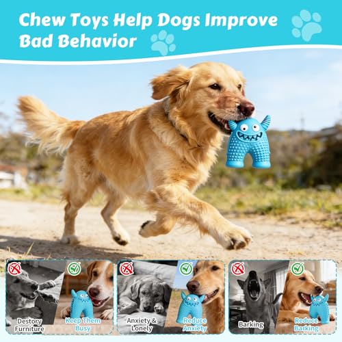Dog Chew Toys Floating Squeaky Toy for Puppy Toothbrush Teething Cleaning Toys Outdoor Swimming Interactive Tough Toys for Small and Medium Dogs - color: Monster-blue