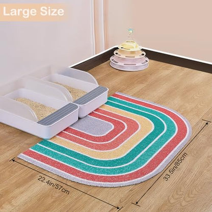Cat Litter Mat Quality Litter Box Mat Large Non-Slip Cat Litter Mat Litter Trapping Mat Soft Kitty Litter Mat Compatible Two Litter Boxes Cat Products Easy to Clean,Orange,L - color: Red, size: L(33.5" x 22.4")