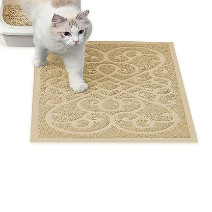 PetLike Cat Litter Box Mat, Thick Kitty Litter Trapping Mat, Durable,Waterproof &Washable with Non-Slip Backing, Soft on Kitty Paws and Easy to Clean, BPA Free - color: Beige, size: 30x18