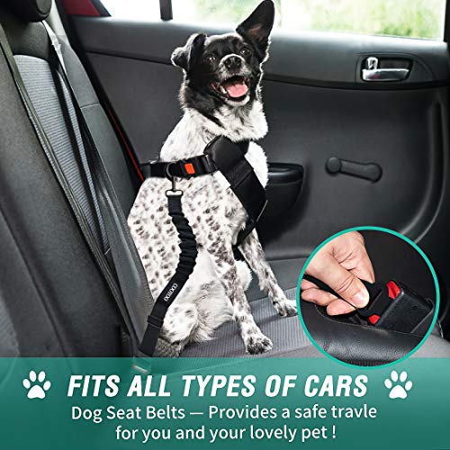 Dog Seat Belt,Retractable Dog Car Harness Seat Belt for Car Adjustable Nylon Pet Safety Seat Belts Heavy Duty & Elastic Bungee Buffer - color: 04-Black