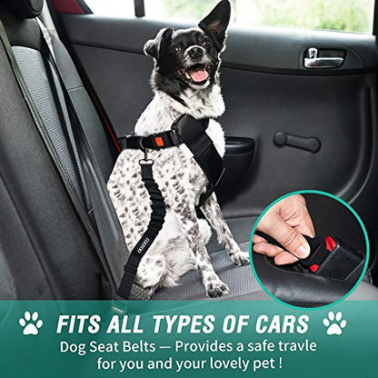 Dog Seat Belt,Retractable Dog Car Harness Seat Belt for Car Adjustable Nylon Pet Safety Seat Belts Heavy Duty & Elastic Bungee Buffer - color: 04-Black