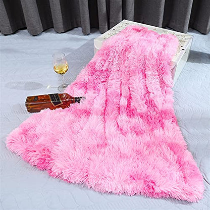 Pet Faux Fur Calming Blanket Soft Dog Cat Protector with Two-Side Fur, Thick Shaggy Bed Throws Pet Blankets Soft Fuzzy Microfibe Cat Throw Bed Couch Washable 22"x14" Inch Gradient Pink - color: Gradient Pink, size: 22"x14" Inch