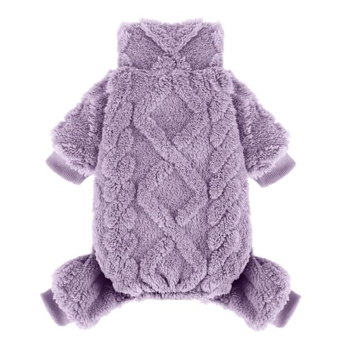 Dog Sweater Fleece Turtleneck Winter Dog Clothes for Small Dogs Girls Boy, Warm Fleece Puppy Pajamas Onesies, Pet Clothes Puppy Sweater Pjs, Doggy Jumpsuits Doggie Outfit, Purple, XXS - color: Purple, size: XX-Small (Chest 11in )