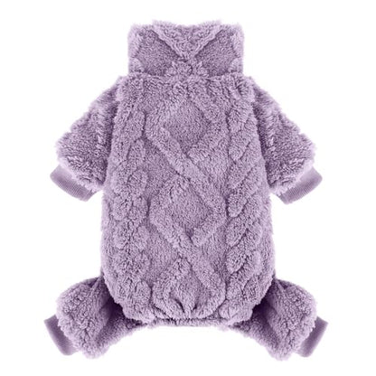 Dog Sweater Fleece Turtleneck Winter Dog Clothes for Small Dogs Girls Boy, Warm Fleece Puppy Pajamas Onesies, Pet Clothes Puppy Sweater Pjs, Doggy Jumpsuits Doggie Outfit, Purple, S - color: Purple, size: Small (Chest 15in )