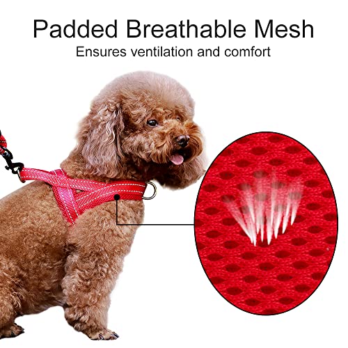 Plutus Pet No Pull Dog Harness with Breathable Mesh Padded, Adjustable Reflective Escape Proof Dog Harness, Quick Fit Dog Vest Harness for Small Medium Large Dogs(XS, Red) - color: Red, size: XS: chest 13.8"-17.3"