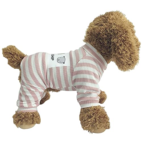 Dogs PJS Clothes for Small Dogs Girl Puppy Pajamas Long Sleeved Onsie Warm Coats Jumpers Outfits - color: PINK, size: S(Back7.8", Weight2.5-4 lbs)