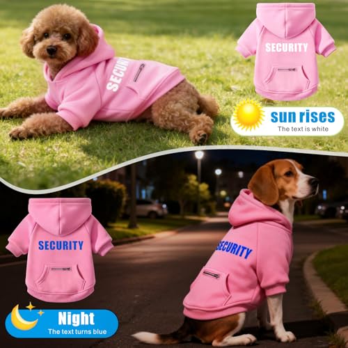Dog Hoodie for Large Dogs Glow-in-The-Dark Security Dog Sweater Sweatshirt Hooded Soft Brushed Fleece WinterClothes with Dual Pocket Zip Puppy Hoodies Pink XL - color: Pink, size: X-Large