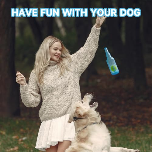 Water Bottle Dog Toy,Dog Toys for Aggressive Chewers,Water Bottle with Tennis Ball,Suitable for Small and Medium Pets to Exercise Outdoors(Blue) - color: Blue