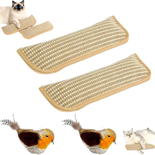 Catnip Kicker Pillow, Interactive Catnip Chew Toy, Soft Scratchable Material Feeds Your Cat’s Natural Instincts, Teeth Cleaning & Anxiety Relief (Chirping Bird Design * 2PCS) - color: Chirping bird design * 2PCS
