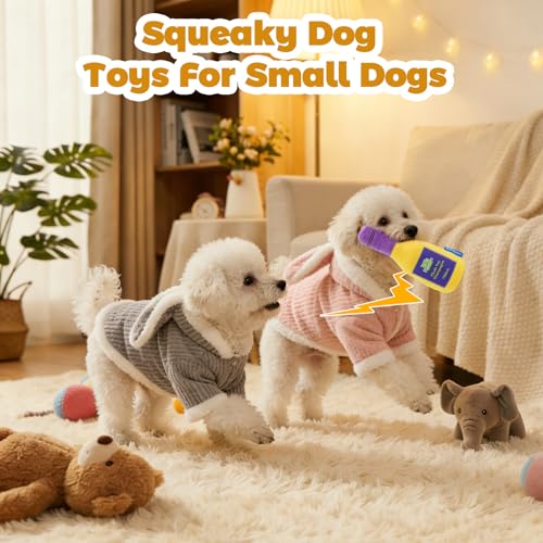 Champagne Bottle Squeaky Crinkle Dog Toy - Interactive Plush Chew Toys for Puppy Teething, Small Dogs, Aggressive Chewers and Keeping Busy - color: Yellow - Champagne Bottle