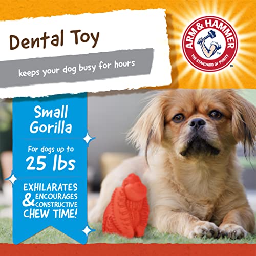 Arm & Hammer for Pets Super Treadz Mini Gorilla Dental Chew Toy for Dogs | Dog Dental Chew Toys Reduce Plaque & Tartar Buildup Without Brushing | for Dogs up to 25 Lbs, Small (1 Count) - size: Small (Pack of 1), style: Gorilla