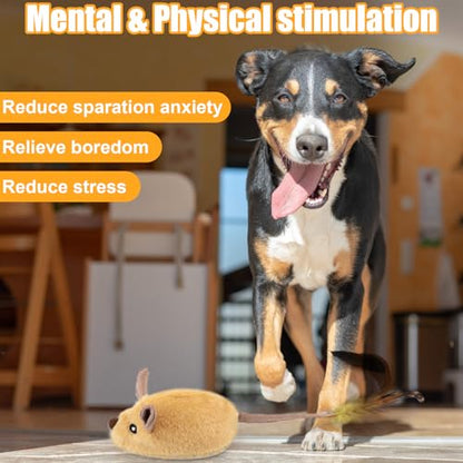 Mity rain Interactive Dog Toys, Fake Remote Control Dog Toy to Keep Them Busy, Dog Mouse Toy with Realistic Sound & Extended Tail, Automatic Dog Toy for Cats Dogs Pet, Squeaky Dog Toys Yellow - color: Yellow Remote Version