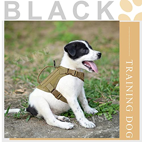 Tactical Puppy Vest Harness, Adjustable Military Vests for Small Dogs Outdoor Training Puppy Harnesses with Handle - color: Khaki
