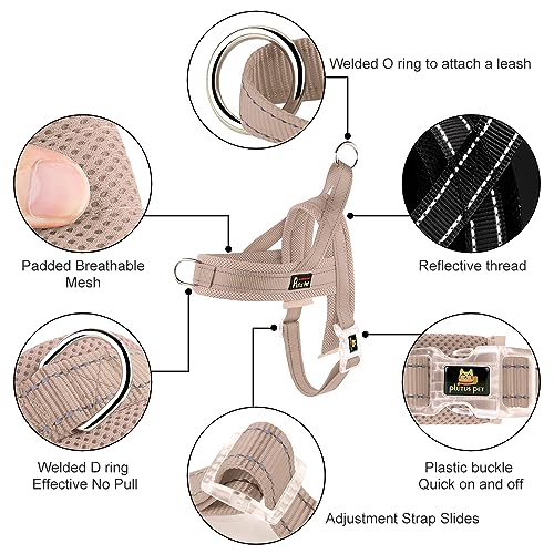 Plutus Pet No Pull Dog Harness with Breathable Mesh Padded, Adjustable Reflective Escape Proof Dog Harness, Quick Fit Dog Vest Harness for Small Medium Large Dogs(S, Beige) - color: Beige, size: S: chest 17"-19.7"
