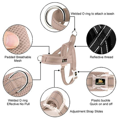 Plutus Pet No Pull Dog Harness with Breathable Mesh Padded, Adjustable Reflective Escape Proof Dog Harness, Quick Fit Dog Vest Harness for Small Medium Large Dogs(S, Beige) - color: Beige, size: S: chest 17"-19.7"
