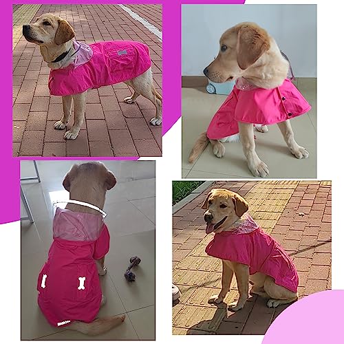 Waterproof Dog Raincoat, Adjustable Reflective Lightweight Pet Rain Clothes with Poncho Hood (X-Small, Dark Pink) - color: Dark Pink, size: X-Small(4-9lb)
