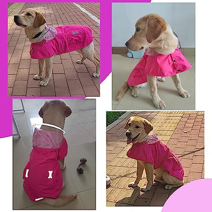 Waterproof Dog Raincoat, Adjustable Reflective Lightweight Pet Rain Clothes with Poncho Hood (Small, Dark Pink) - color: Dark Pink, size: Small(9-13lb)
