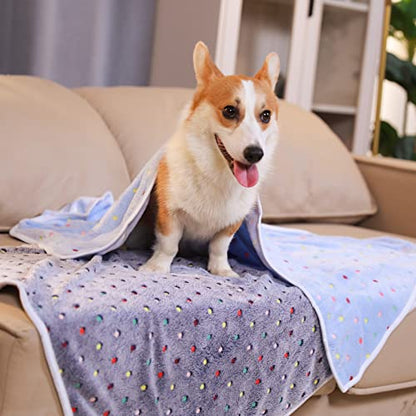 Luciphia 1 Pack 3 Blankets Super Soft Cute Dot Pattern Pet Blanket Flannel Throw for Dog Puppy Cat Medium(30x20), Blue - color: Blue2, size: 30x20 inch (Pack of 3)